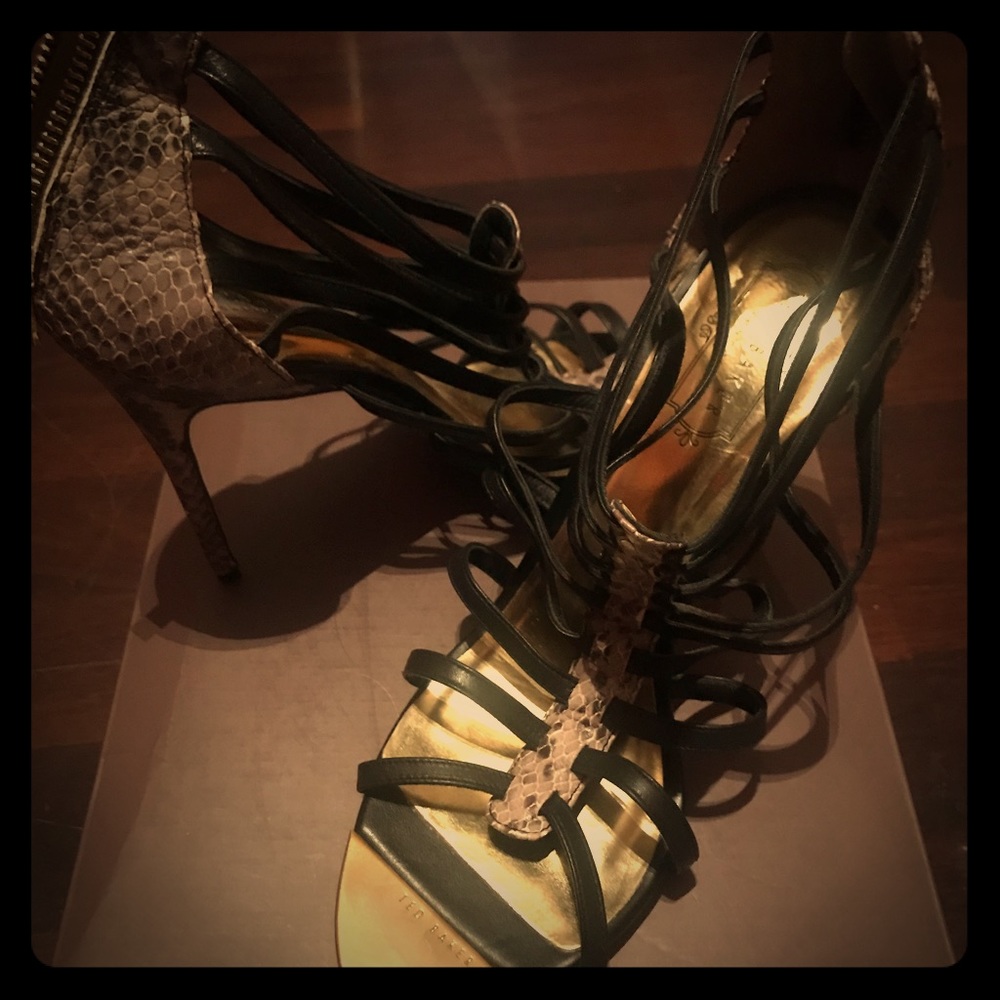 Ted Baker Snake Embossed Strappy High Heel Sandal